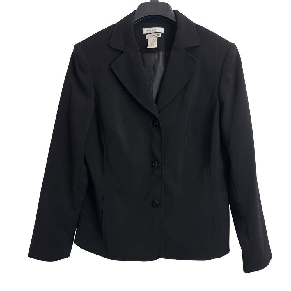 East 5th Womens Black Nano-Tex Spill Resistant 3-Button Blazer Jacket Size 14